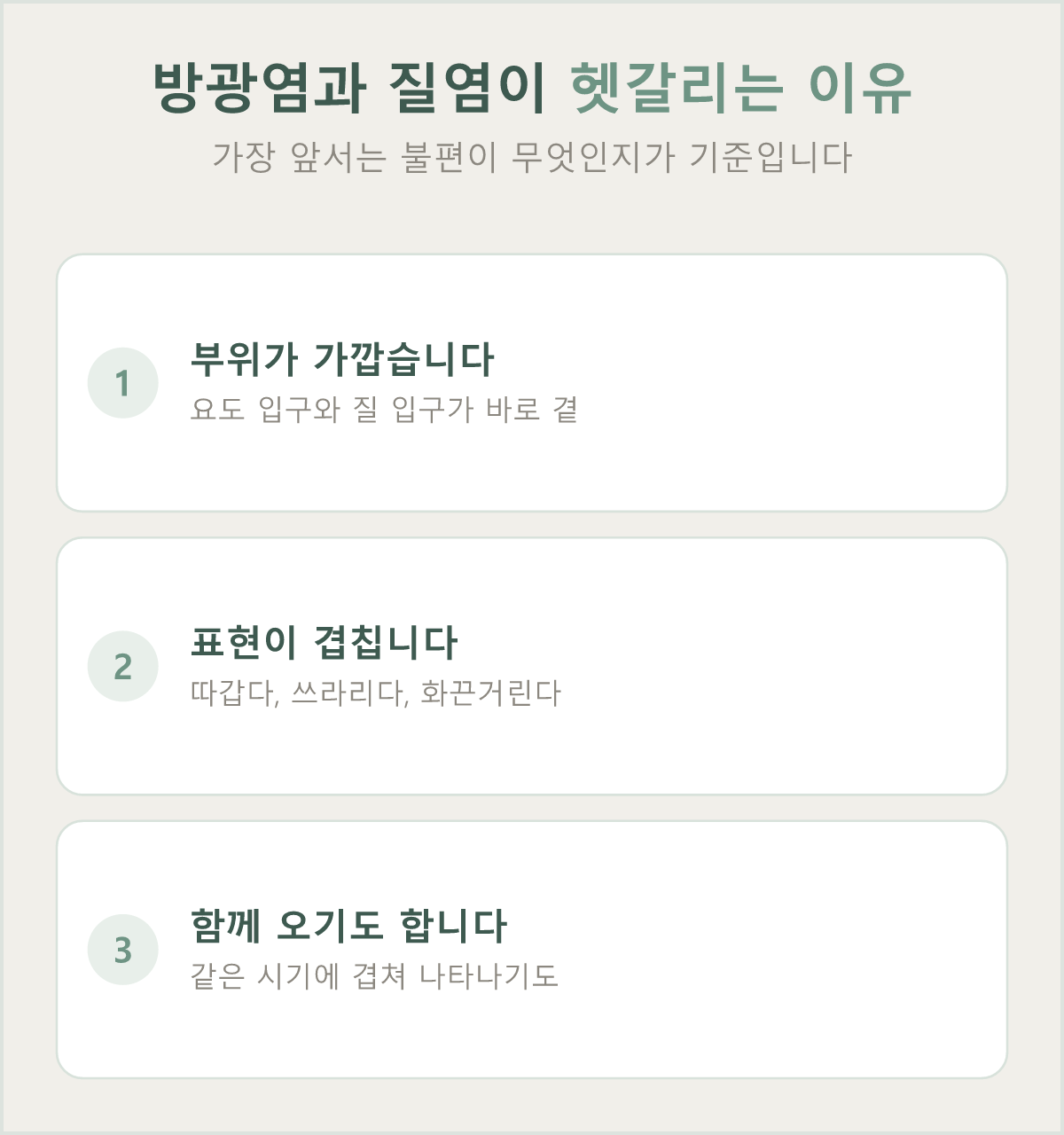 방광염과 질염이 비슷하게 느껴지는 이유 — 가까운 부위와 겹치는 불편감