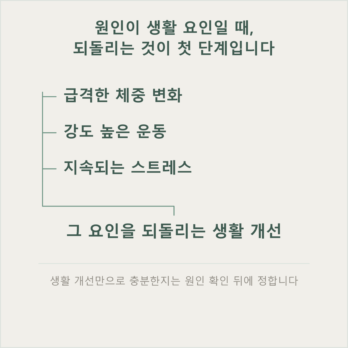 생활 요인에서 비롯된 생리불순은 그 요인을 되돌리는 생활 개선이 회복의 출발점입니다