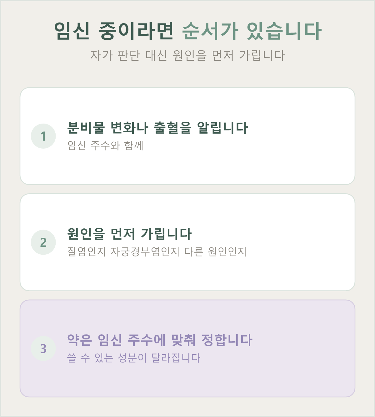 임신 중 분비물 변화·출혈은 원인을 먼저 가립니다